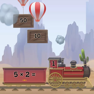Tabuada do 2: Explodir os balões e carregar o trem em COQUINHOS